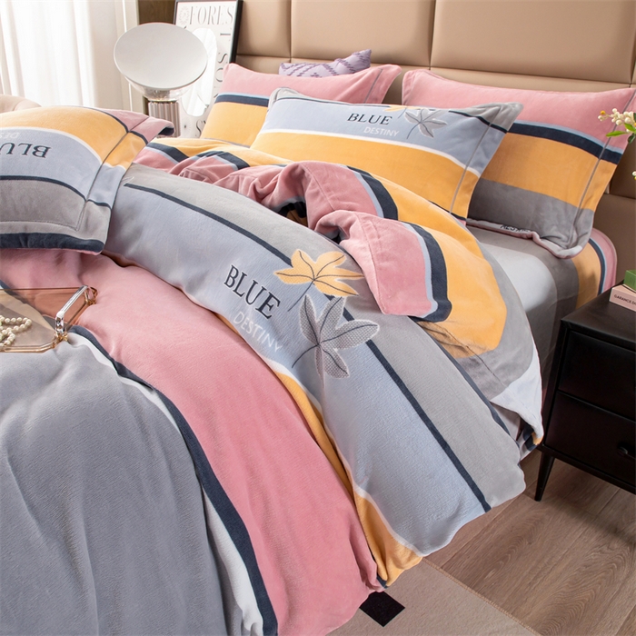 91家纺网 家纺一手货源 找家纺 优姿家纺 2024新款加厚全消光牛奶棉印花四件套 枫叶之恋