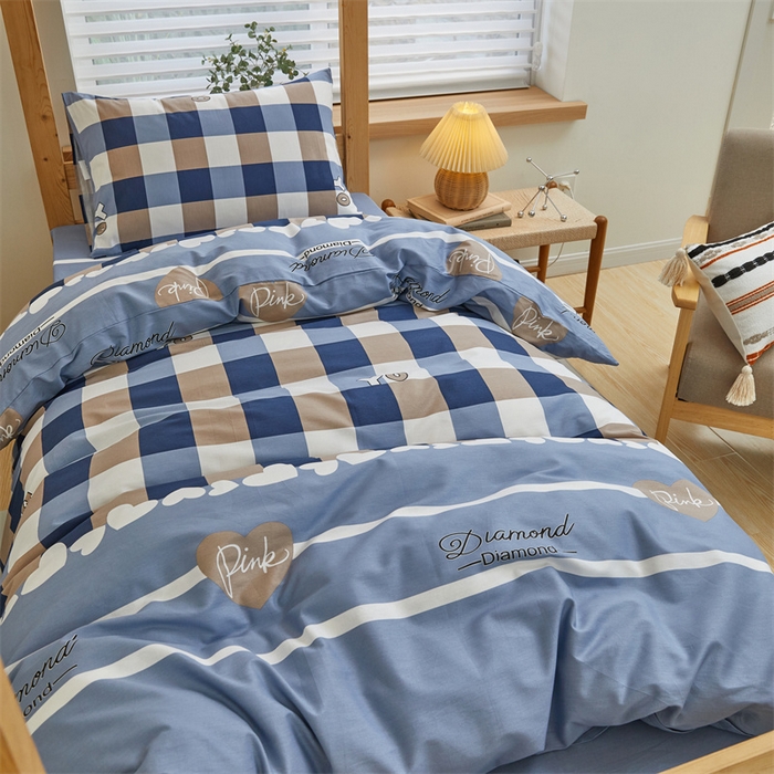 91家纺网 家纺一手货源 找家纺 杜先生 2023新款13372学生宿舍三件套纯棉三件套床单款 博曼-蓝