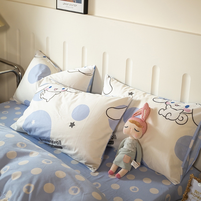 91家纺网 家纺一手货源 找家纺 博雅 2023新款三丽鸥卡通全棉四件套系列--第二批 波点玉桂狗