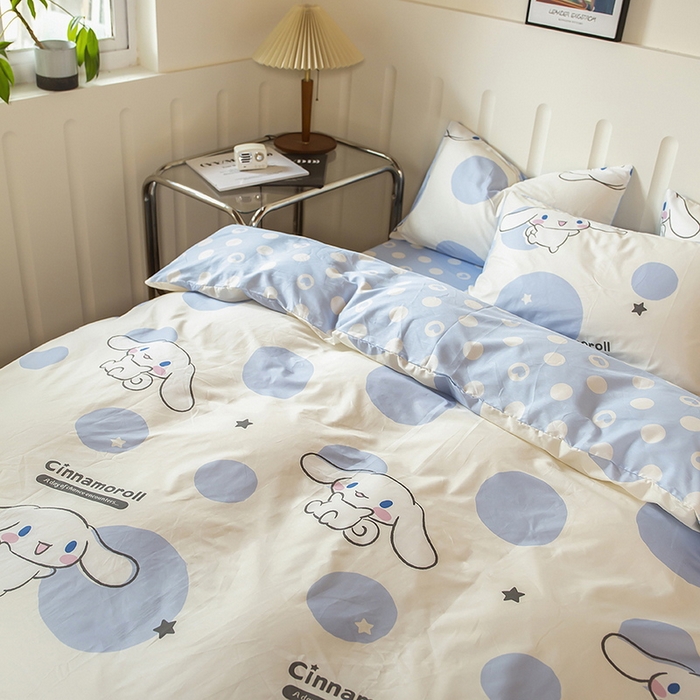 91家纺网 家纺一手货源 找家纺 博雅 2023新款三丽鸥卡通全棉四件套系列--第二批 波点玉桂狗