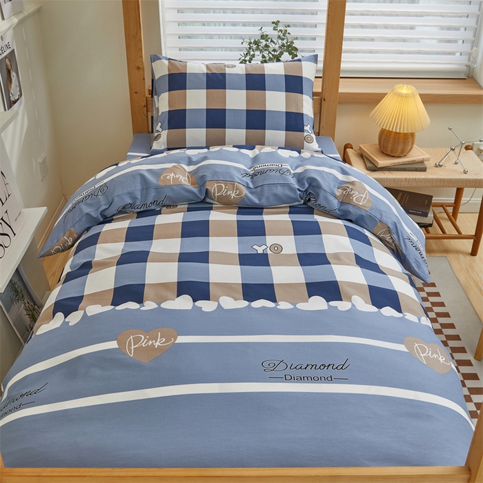 91家纺网 家纺一手货源 找家纺 杜先生 2023新款13372学生宿舍三件套纯棉三件套床单款 博曼-蓝