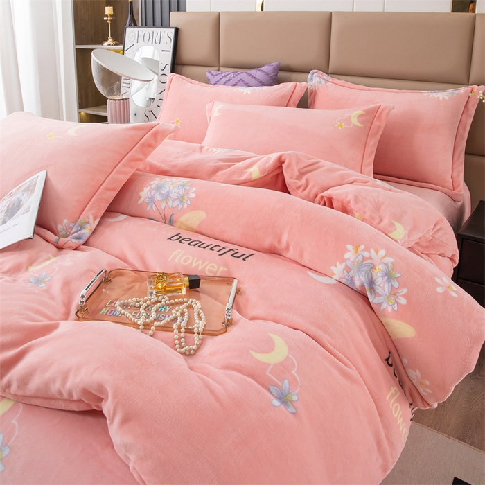 91家纺网 家纺一手货源 找家纺 优姿家纺 2024新款加厚全消光牛奶棉印花四件套 月亮花香