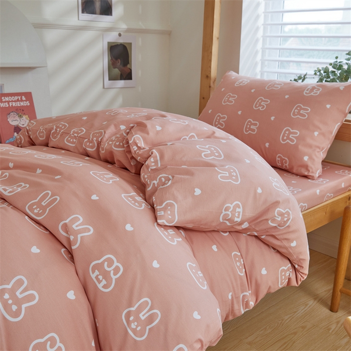 91家纺网 家纺一手货源 找家纺 杜先生 2023新款13372学生宿舍三件套纯棉三件套床单款 波比兔-粉