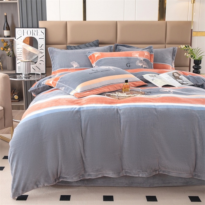 91家纺网 家纺一手货源 找家纺 优姿家纺 2024新款加厚全消光牛奶棉印花四件套 银杏叶