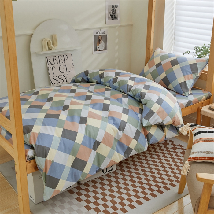 91家纺网 家纺一手货源 找家纺 杜先生 2023新款13372学生宿舍三件套纯棉三件套床单款 五彩格调