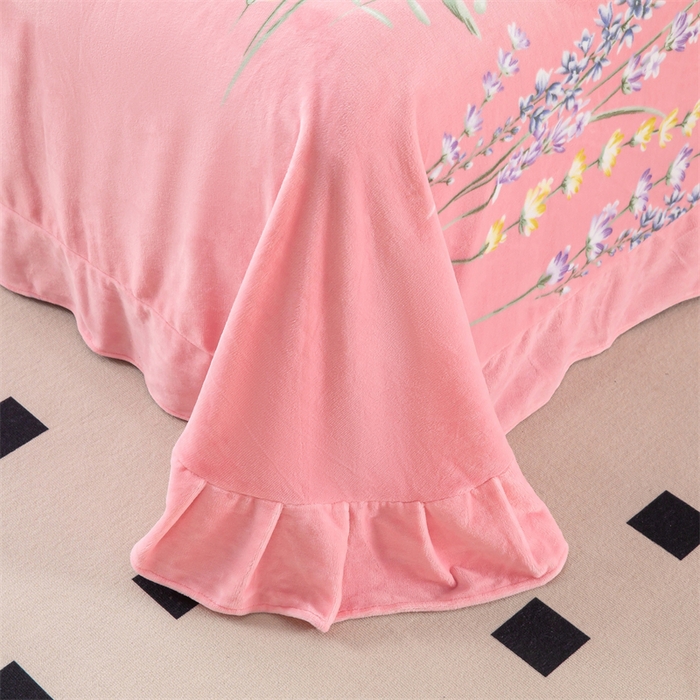 91家纺网 家纺一手货源 找家纺 优姿家纺 2024新款加厚全消光牛奶棉印花四件套 薰衣草粉