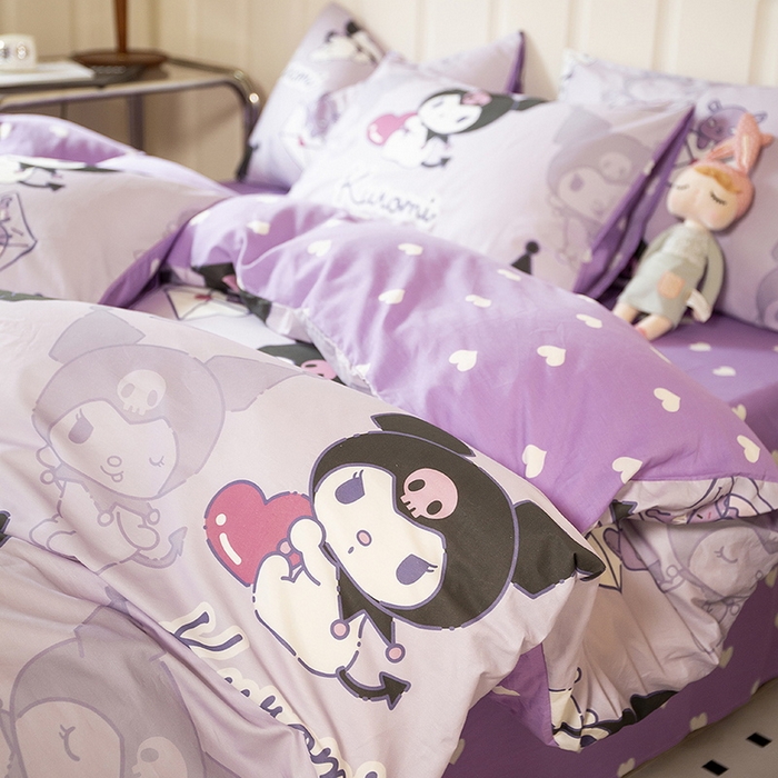 91家纺网 家纺一手货源 找家纺 博雅 2023新款三丽鸥卡通全棉四件套系列--第二批 开心库洛米