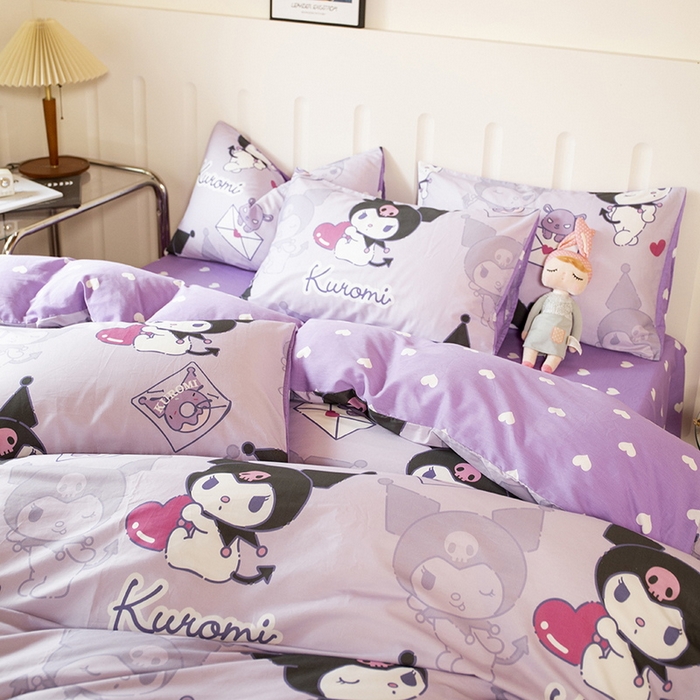 91家纺网 家纺一手货源 找家纺 博雅 2023新款三丽鸥卡通全棉四件套系列--第二批 开心库洛米