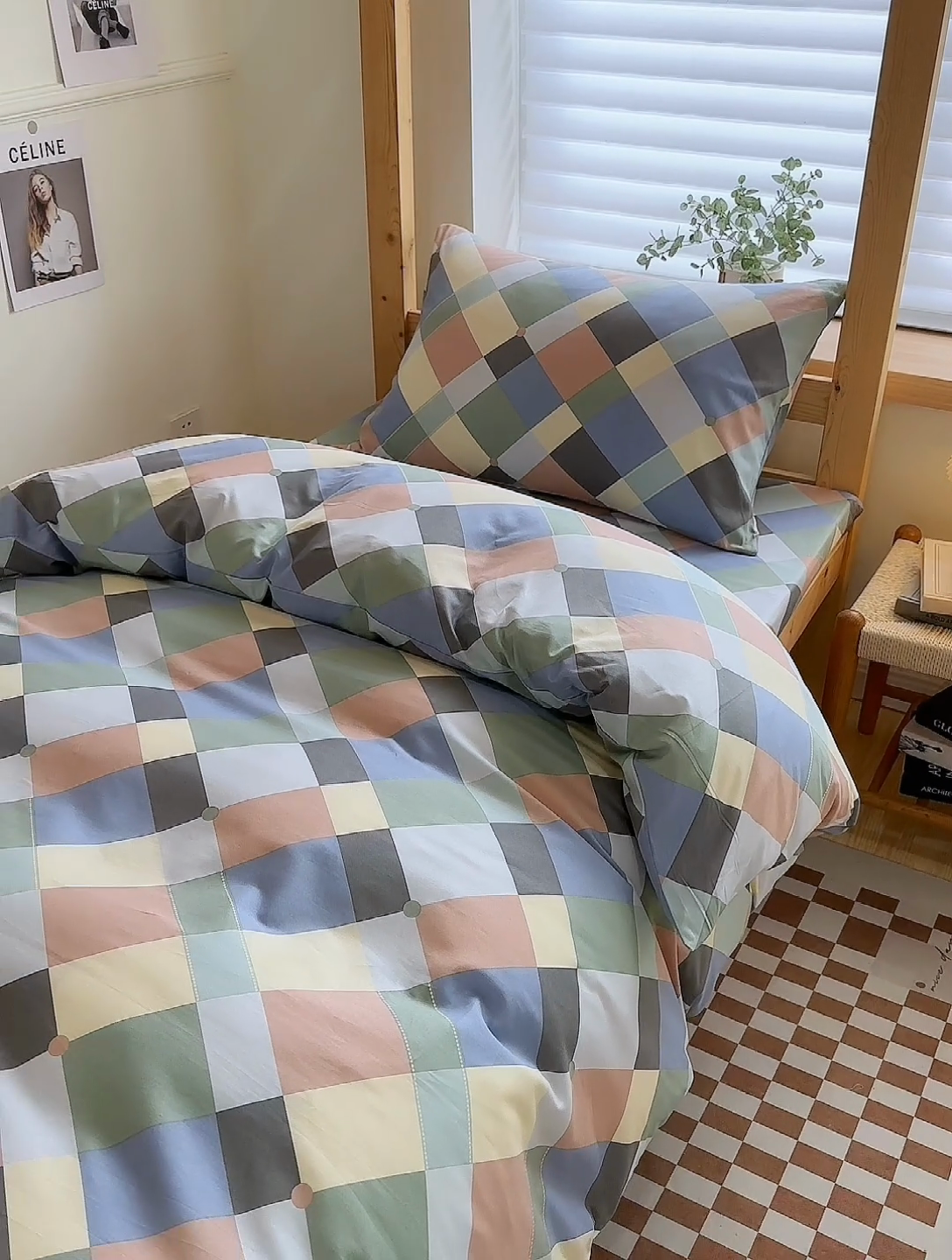 91家纺网 家纺一手货源 找家纺 杜先生 2023新款13372学生宿舍三件套纯棉三件套床单款 五彩格调