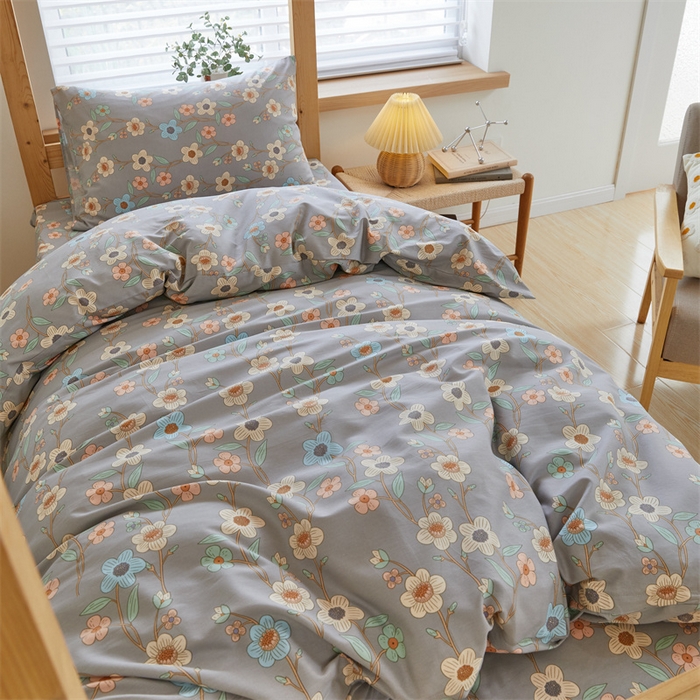 91家纺网 家纺一手货源 找家纺 杜先生 2023新款13372学生宿舍三件套纯棉三件套床单款 田园趣味