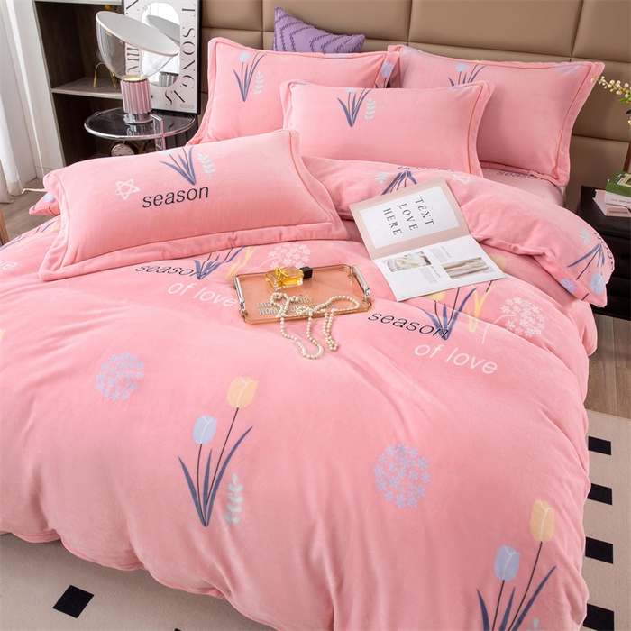 91家纺网 家纺一手货源 找家纺 优姿家纺 2024新款加厚全消光牛奶棉印花四件套 克拉恋人