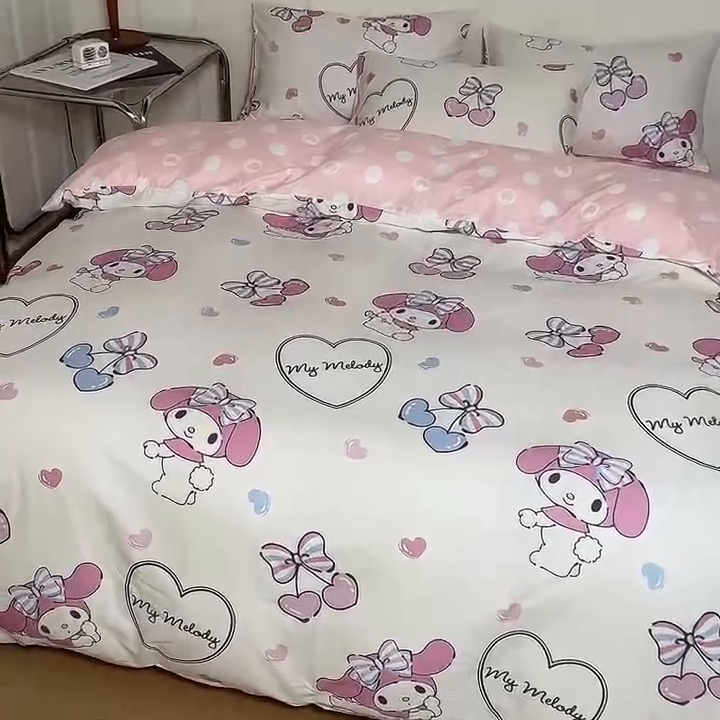 91家纺网 家纺一手货源 找家纺 博雅 2023新款三丽鸥卡通全棉四件套系列--第二批 樱桃美乐蒂