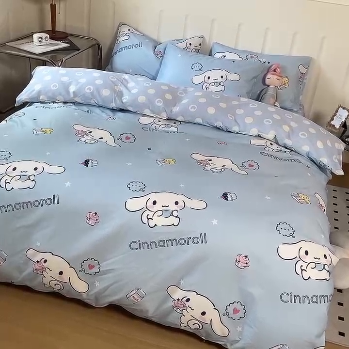 91家纺网 家纺一手货源 找家纺 博雅 2023新款三丽鸥卡通全棉四件套系列--第二批 甜品玉桂狗
