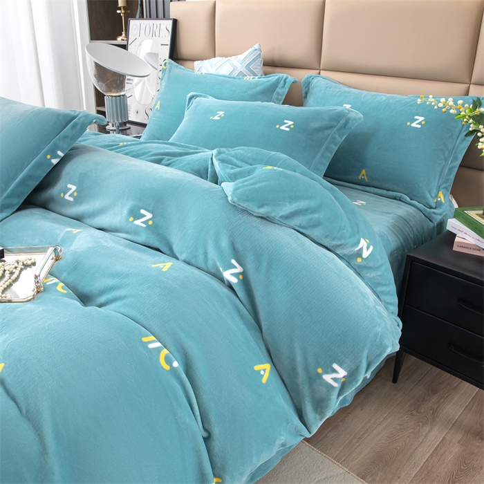 91家纺网 家纺一手货源 找家纺 优姿家纺 2024新款加厚全消光牛奶棉印花四件套 玩趣字母