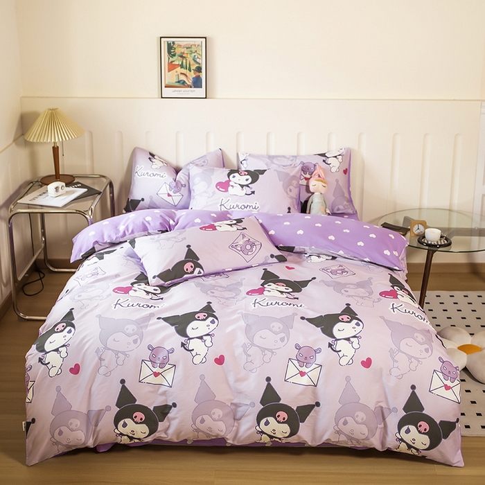 91家纺网 家纺一手货源 找家纺 博雅 2023新款三丽鸥卡通全棉四件套系列--第二批 开心库洛米