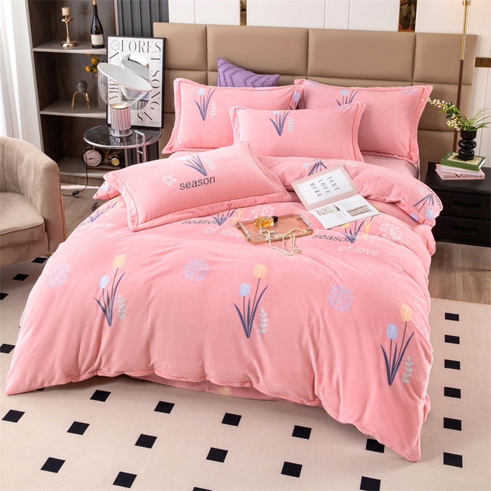 91家纺网 家纺一手货源 找家纺 优姿家纺 2024新款加厚全消光牛奶棉印花四件套 克拉恋人