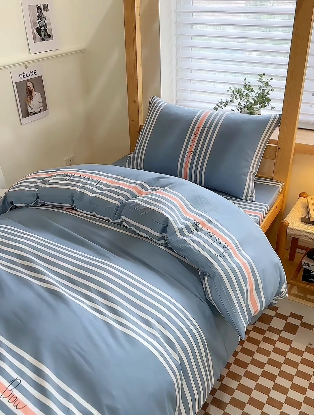 91家纺网 家纺一手货源 找家纺 杜先生 2023新款13372学生宿舍三件套纯棉三件套床单款 新都时尚-蓝