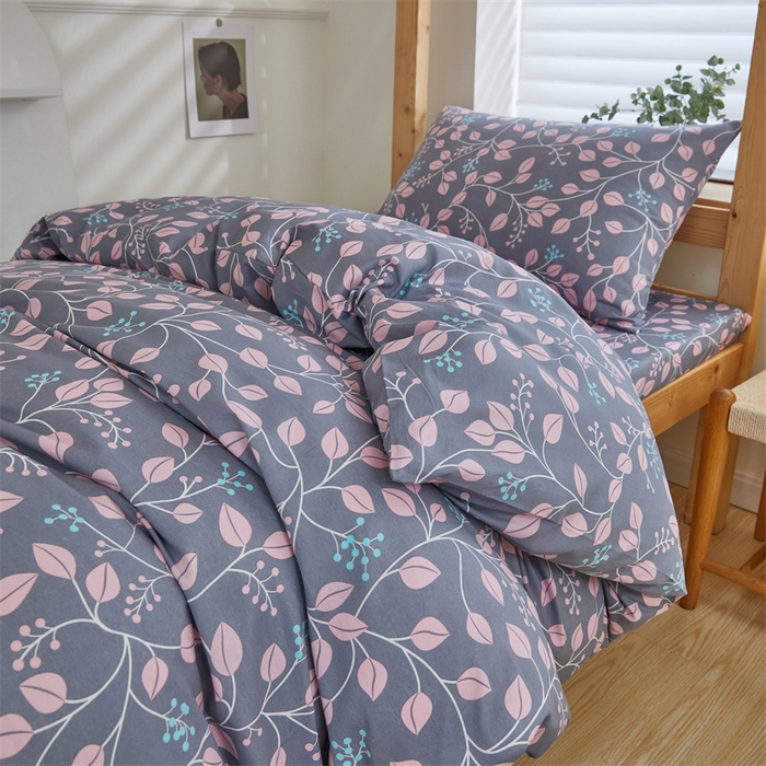 91家纺网 家纺一手货源 找家纺 杜先生 2023新款13372学生宿舍三件套纯棉三件套床单款 叶叶情深-晴