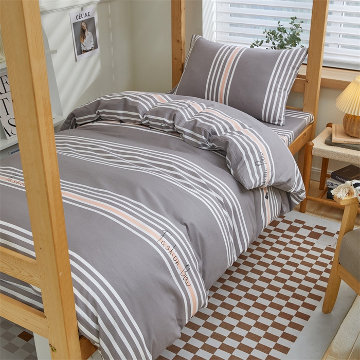 91家纺网 家纺一手货源 找家纺 杜先生 2023新款13372学生宿舍三件套纯棉三件套床单款 新都时尚-灰