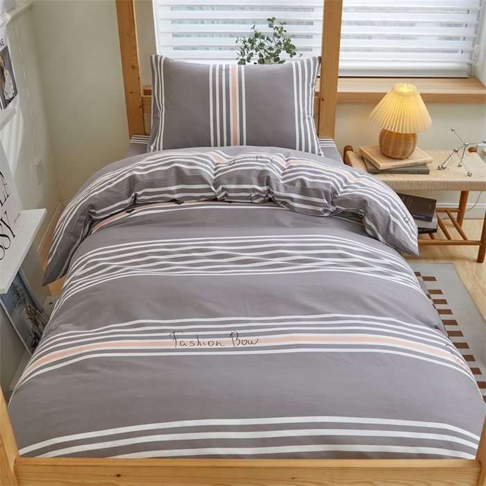 91家纺网 家纺一手货源 找家纺 杜先生 2023新款13372学生宿舍三件套纯棉三件套床单款 新都时尚-灰