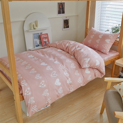 杜先生 2023新款13372学生宿舍三件套纯棉三件套床单款 爱心公主-粉