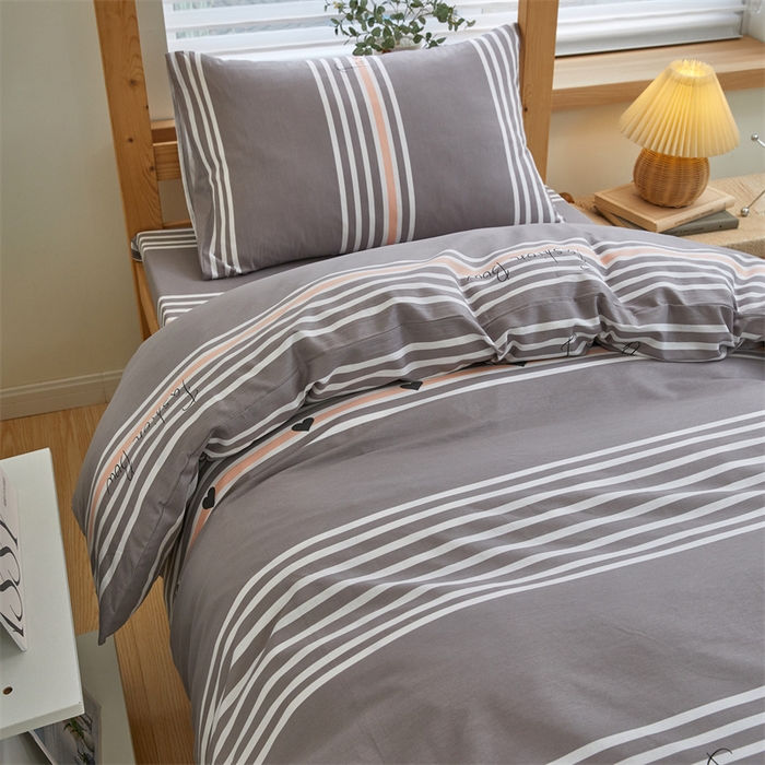 91家纺网 家纺一手货源 找家纺 杜先生 2023新款13372学生宿舍三件套纯棉三件套床单款 新都时尚-灰