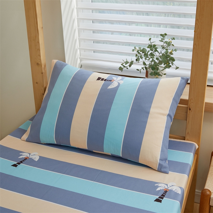 91家纺网 家纺一手货源 找家纺 杜先生 2023新款13372学生宿舍三件套纯棉三件套床单款 彩虹条