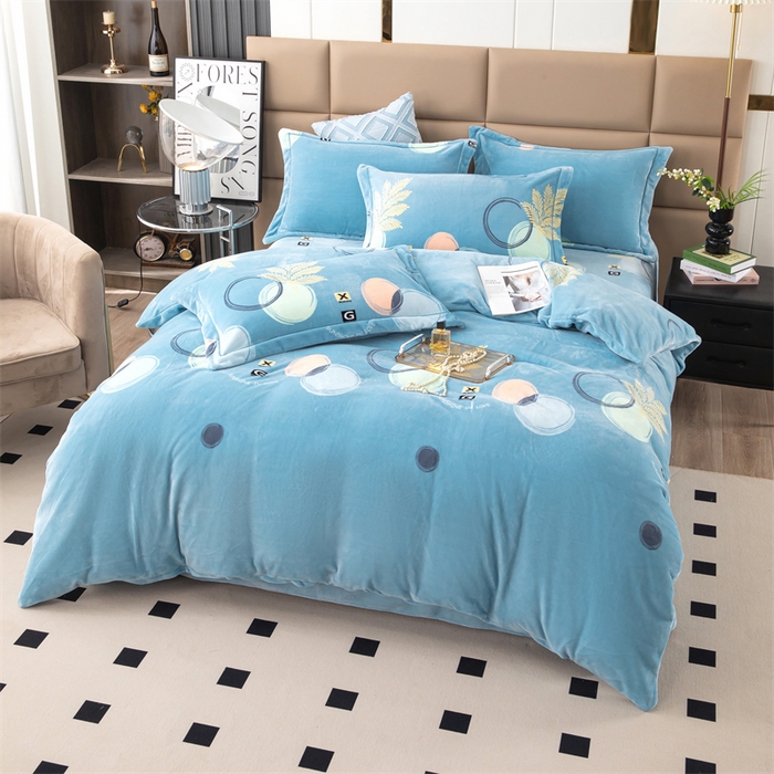 91家纺网 家纺一手货源 找家纺 优姿家纺 2024新款加厚全消光牛奶棉印花四件套 风华叶茂