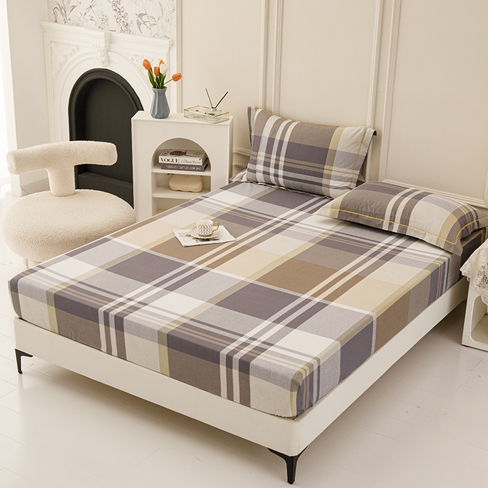 91家纺网 家纺一手货源 找家纺 新款50双股澳棉印花床笠定做定制任意尺寸 格子