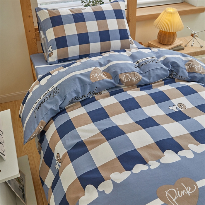 91家纺网 家纺一手货源 找家纺 杜先生 2023新款13372学生宿舍三件套纯棉三件套床单款 博曼-蓝