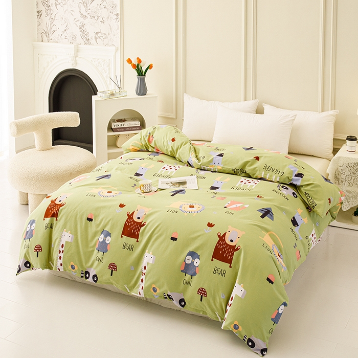 91家纺网 家纺一手货源 找家纺 新款50双股澳棉印花被套单件定做定制任意尺寸 动物世界