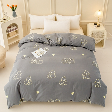新款50双股澳棉印花被套单件定做定制任意尺寸 抱抱熊-灰