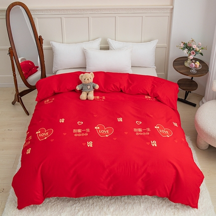 91家纺网 家纺一手货源 找家纺 新款50双股澳棉印花被套单件定做定制任意尺寸 爱你一生