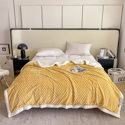 91家纺网 家纺一手货源 找家纺 总丹本 2025新款提花大包边AB版金龟绒羊羔绒舒棉绒双层四季毛毯盖毯