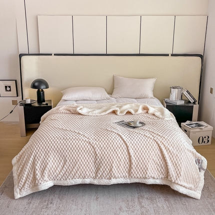 91家纺网 家纺一手货源 找家纺 总丹本 2025新款提花大包边AB版金龟绒羊羔绒舒棉绒双层四季毛毯盖毯