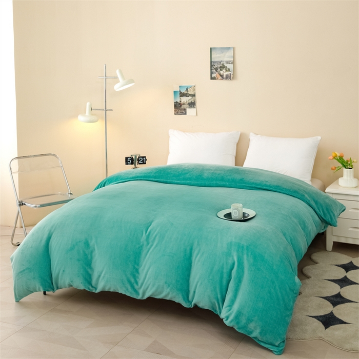 91家纺网 家纺一手货源 找家纺 新款230肌理纹纯色牛奶绒单被套定做定制尺寸 肌理纹-绿色