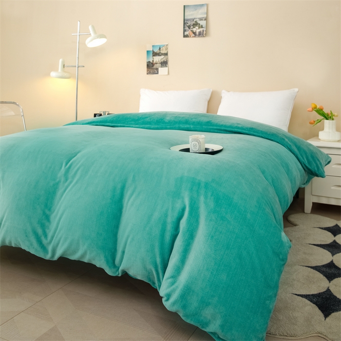 91家纺网 家纺一手货源 找家纺 新款230肌理纹纯色牛奶绒单被套定做定制尺寸 肌理纹-绿色