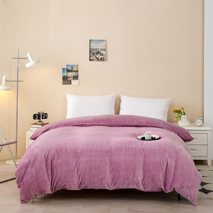 新款230肌理纹纯色牛奶绒单被套定做定制尺寸 肌理纹-紫色