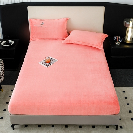 91家纺网 家纺一手货源 找家纺 新款230克高克重肌理纹牛奶绒单床笠可定做尺寸 肌理纹绣花-玉