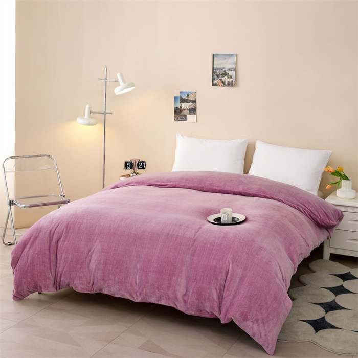 91家纺网 家纺一手货源 找家纺 新款230肌理纹纯色牛奶绒单被套定做定制尺寸 肌理纹-紫色