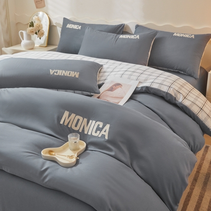 91家纺网 家纺一手货源 找家纺 （总）欣晴家纺 2023新品色织水洗棉磨毛刺绣四件套