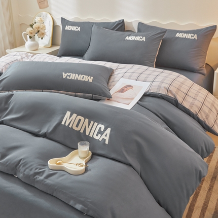 91家纺网 家纺一手货源 找家纺 （总）欣晴家纺 2023新品色织水洗棉磨毛刺绣四件套