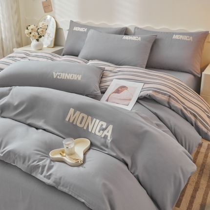 91家纺网 家纺一手货源 找家纺 （总）欣晴家纺 2023新品色织水洗棉磨毛刺绣四件套