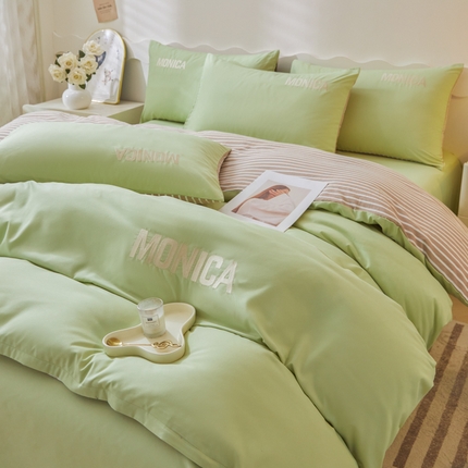 91家纺网 家纺一手货源 找家纺 （总）欣晴家纺 2023新品色织水洗棉磨毛刺绣四件套