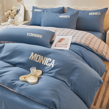 91家纺网 家纺一手货源 找家纺 （总）欣晴家纺 2023新品色织水洗棉磨毛刺绣四件套