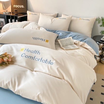 91家纺网 家纺一手货源 找家纺 （总）欣晴家纺 2023新款加厚磨毛水洗棉刺绣三件套四件套-曼迪系列