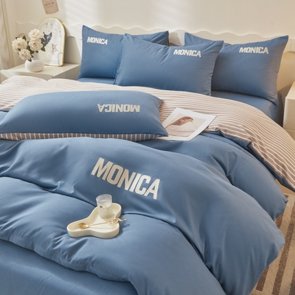 91家纺网 家纺一手货源 找家纺 （总）欣晴家纺 2023新品色织水洗棉磨毛刺绣四件套