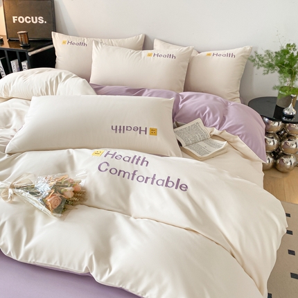 91家纺网 家纺一手货源 找家纺 （总）欣晴家纺 2023新款加厚磨毛水洗棉刺绣三件套四件套-曼迪系列