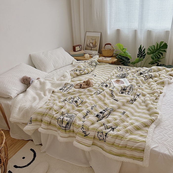 91家纺网 家纺一手货源 找家纺 萝莉家纺 2023新款ins加厚牛奶绒羊羔绒毯午睡毯沙发盖毯 艺术家