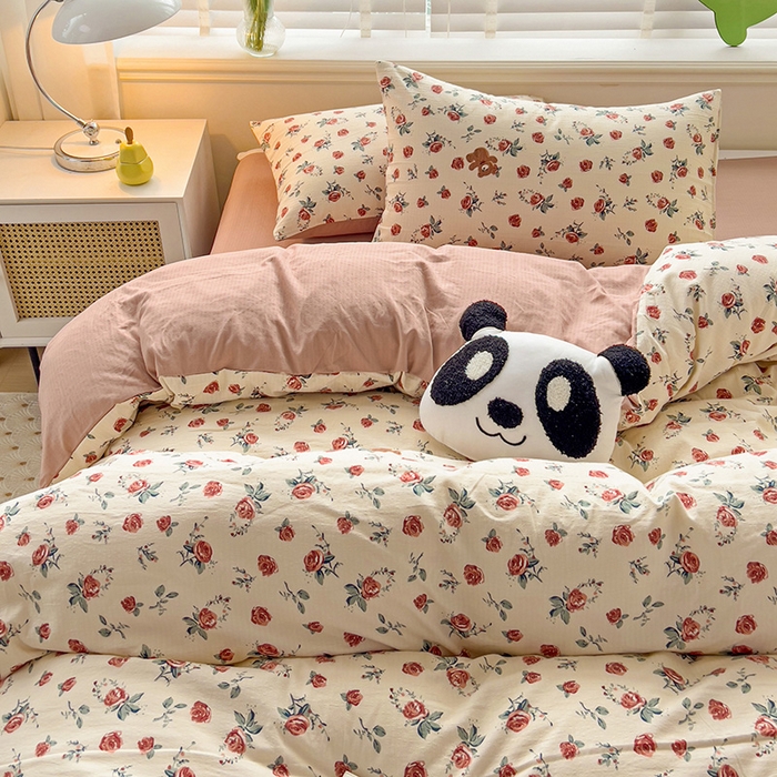 91家纺网 家纺一手货源 找家纺 王朝国际 2025新款双层纱有氧提花有氧双层纱碎花四件套 漫花